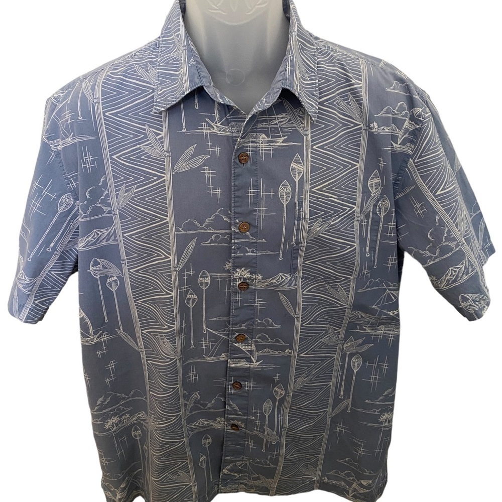 QUIKSILVER Hawaiian Themed Aloha Sort Sleeve Collared Shirt Men L Large
